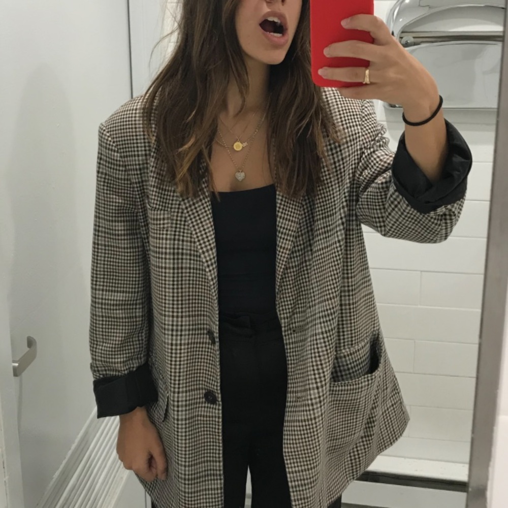 Zara checkered plaid blazer